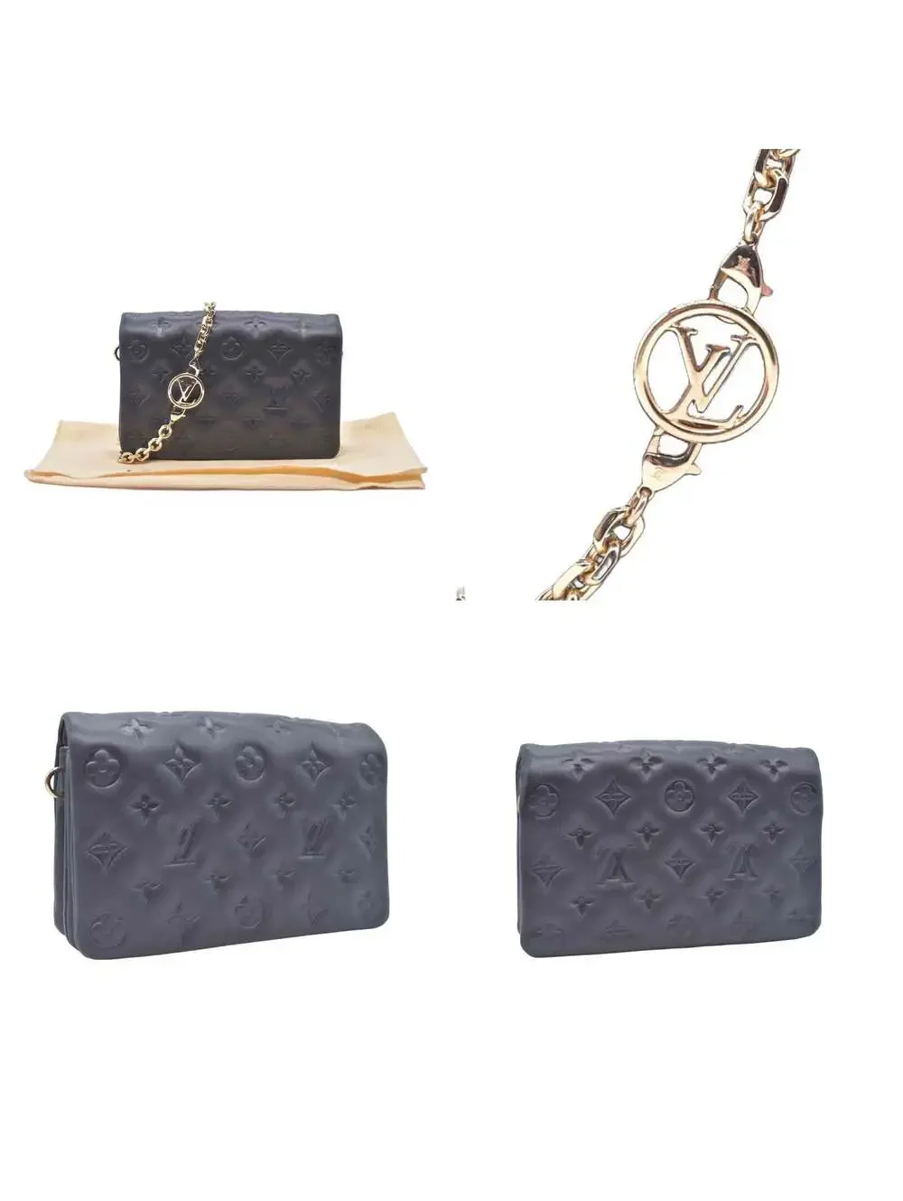 $3150 RFID Louis Vuitton Lambskin Embossed Monogram Pochette